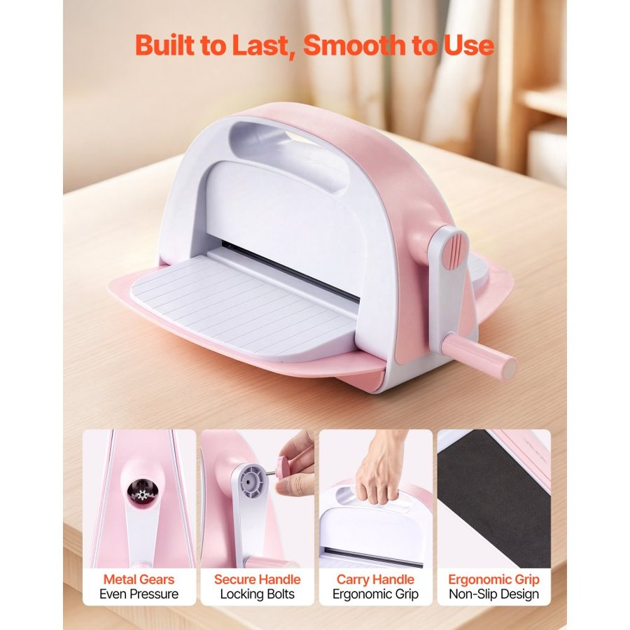 VEVOR Manual Die Cutting and Embossing Machine, 229mm Opening, Portable Die Cut Machine with Cutting Plates, Ergonomic Handle, Easy to Store, for Arts and Crafts, Scrapbooking, Card Making, Crafting