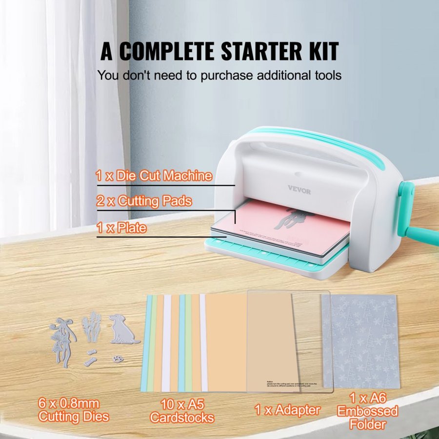 VEVOR Manual Die Cutting Embossing Machine 22.9 cm Opening For Art Craft Scrapbooking