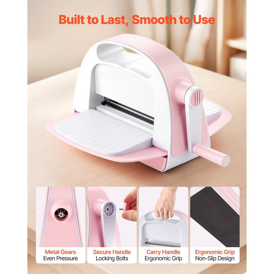 VEVOR Manual Die Cutting and Embossing Machine, 152mm Opening, Portable Die Cut Machine Set with Cutting Dies, Embossing Folders, Paper Sheets, Cutting Plates, for Scrapbooking, Card Making, Crafting