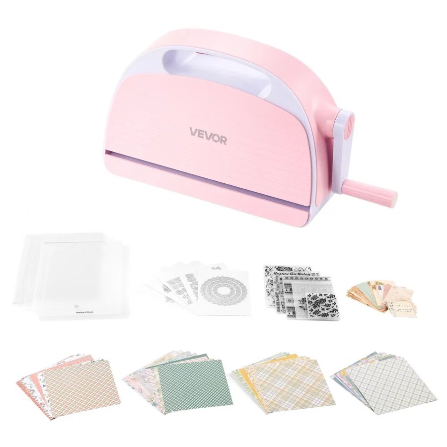 VEVOR Manual Die Cutting and Embossing Machine, 229mm Opening, Portable Die Cut Machine Set with Cutting Dies, Embossing Folders, Paper Sheets, Cutting Plates, for Scrapbooking, Card Making, Crafting