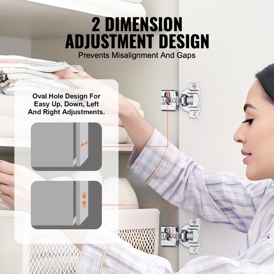 VEVOR Cabinet Hinges, 50 Packs Partial Overlay Kitchen Cabinet Door Hinges, 105 Degree Opening Angel Soft Close Concealed Cupboard Hinges for Framed Cabinet Type, with Mounting Screws