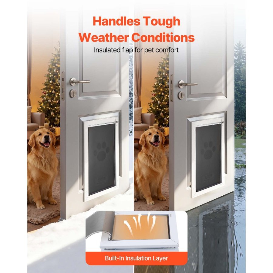 VEVOR XL Dog Door for Door – 13.6×23.6 in Flap, 70 HA, Q235
