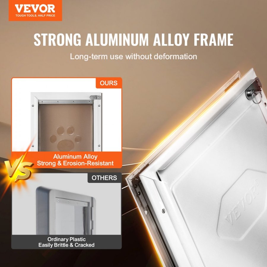VEVOR Flap Pet Door — Durable Aluminum Frame with Lock