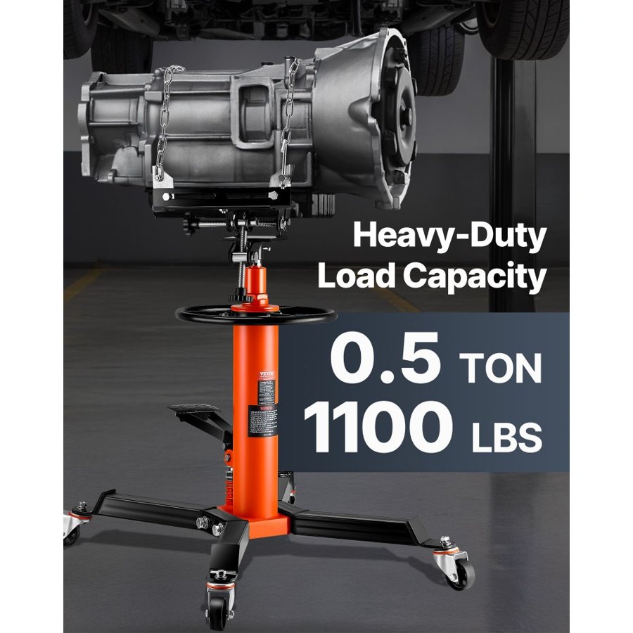 VEVOR Transmission Jack 1100 lbs 2-Stage Hydraulic High Lift Vertical Telescopic