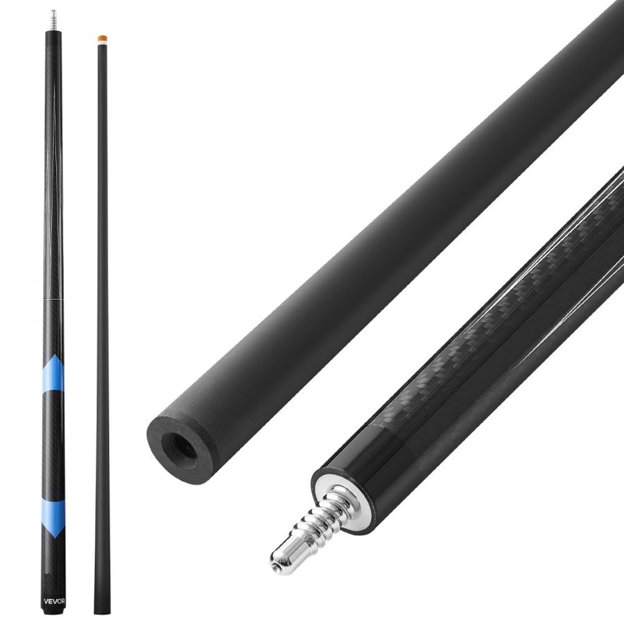 VEVOR Pool Cue, 1 Piece Pool Stick, 1473.2mm & 538g Carbon Fiber Billiard Pools Cue Stick with Bakelite Pressed Cue Tip & ABS Connection Ring, Cues Sticks for Professional Pool Table, Bar, Home,Office