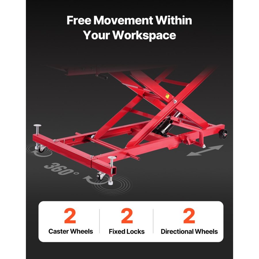 VEVOR 1000 lb Motorcycle Lift – 360° Mobility, 8.6-31 Inch