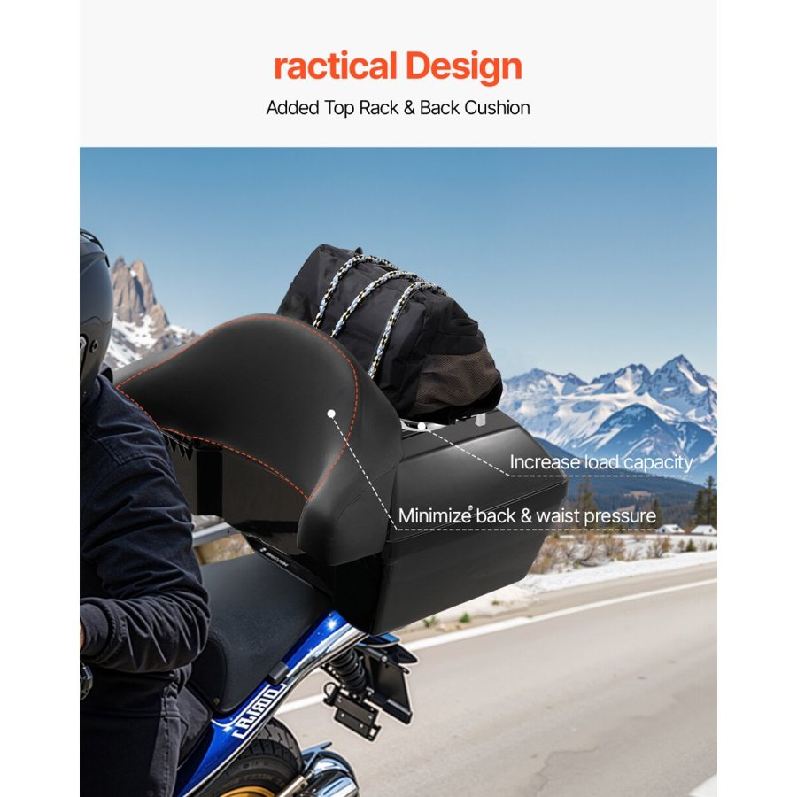 VEVOR Topbox for Motorcycle – 48L Space, Fit for 99% Frames