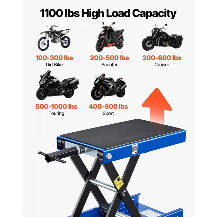 VEVOR Motorcycle Lift Scissor Jack – 499 kg, 95-340 mm