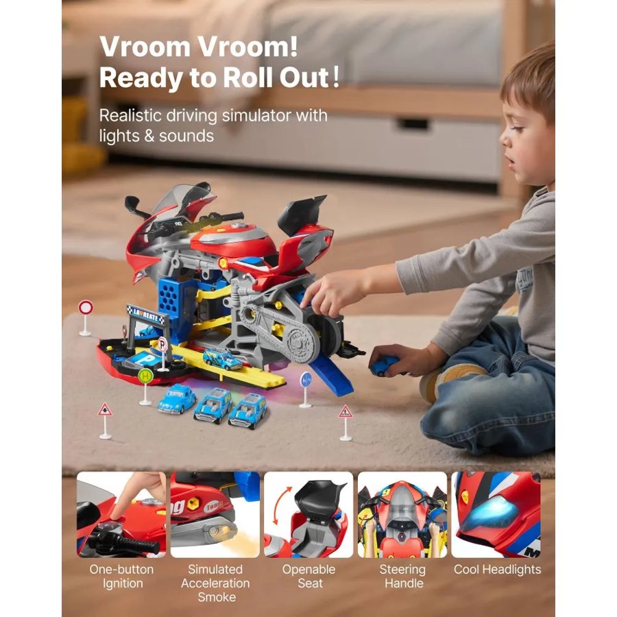 VEVOR Mechanical Toys for Kids - 25 Parts, 6 Cars, 6 Signs