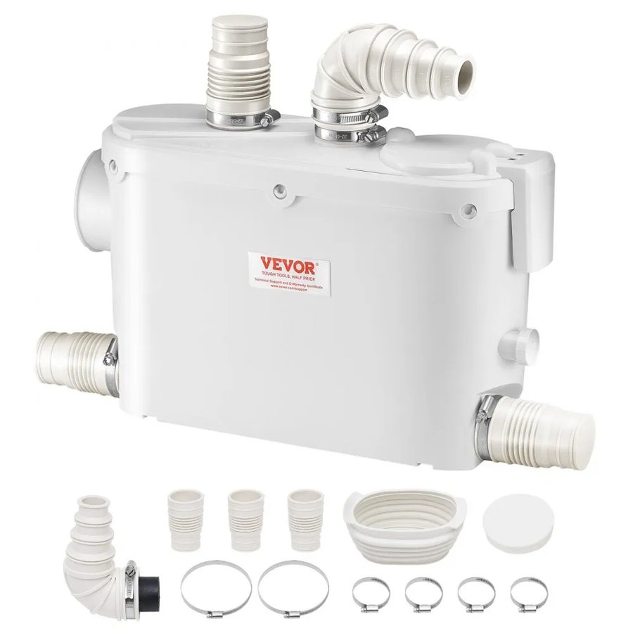 VEVOR Macerating Toilet Pump – 500W, 6600 L/h, 26.2 ft