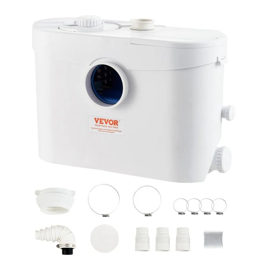 VEVOR Upflush Toilet Pump – 700W, 32.8 ft Head, Dual Outlet