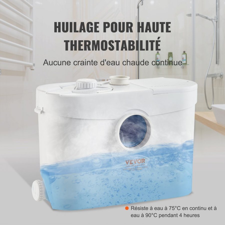 VEVOR Upflush Toilet Pump – 700W, 32.8 ft Head, Dual Outlet
