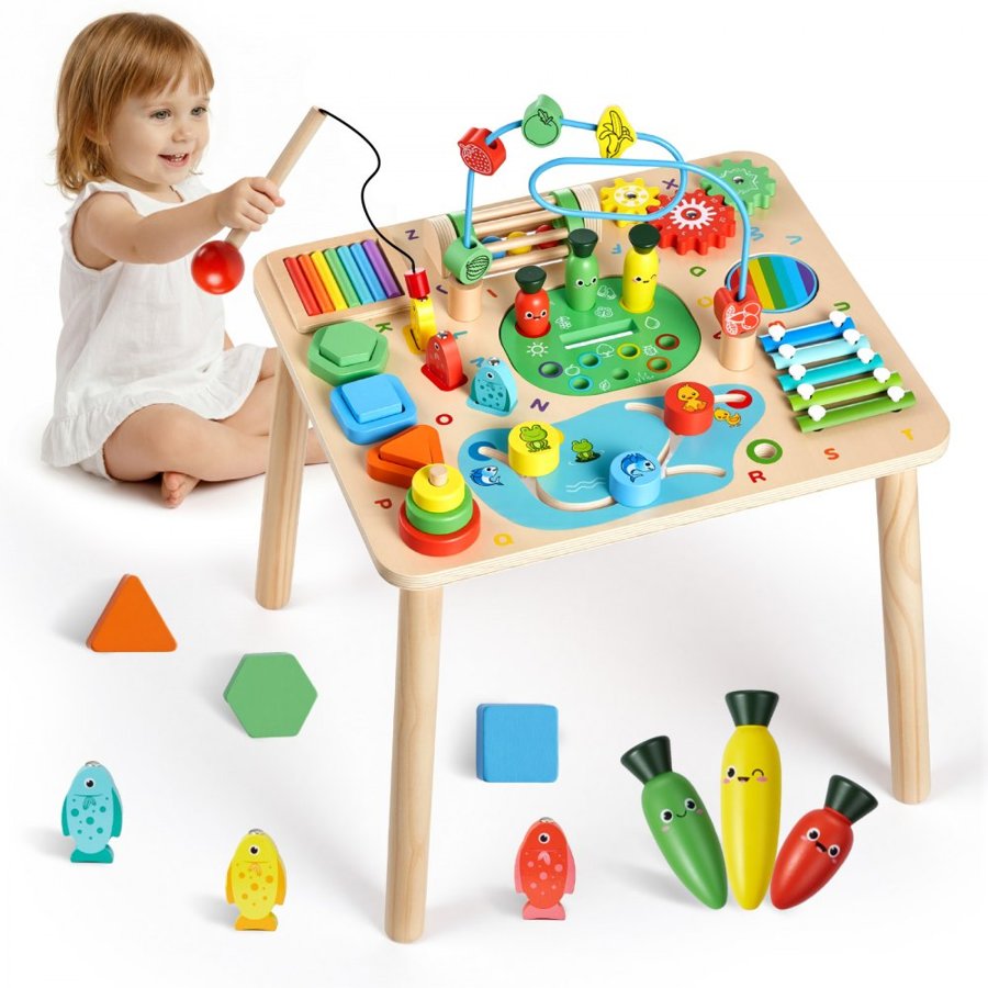 VEVOR Montessori Activity Table – 13-in-1 Wood, Ages 6M–3Y