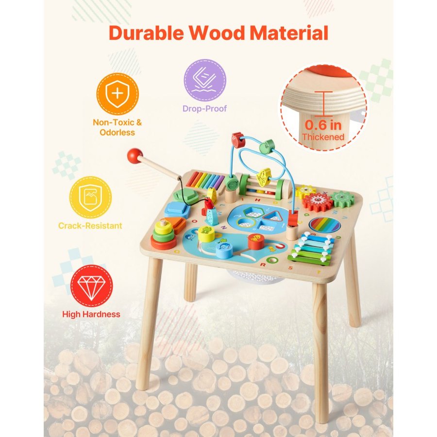 VEVOR Montessori Activity Table – 13-in-1 Wood, Ages 6M–3Y