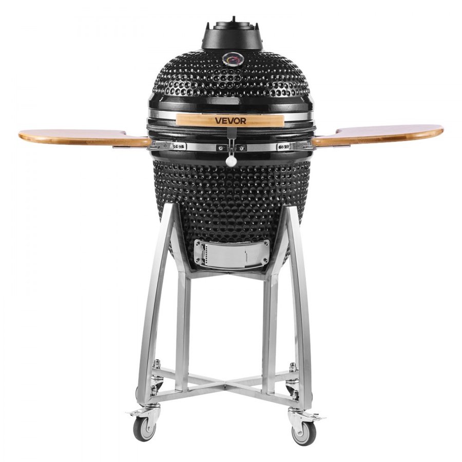 VEVOR Charcoal BBQ Smoker Grill – 18" Ceramic, 4 Wheels