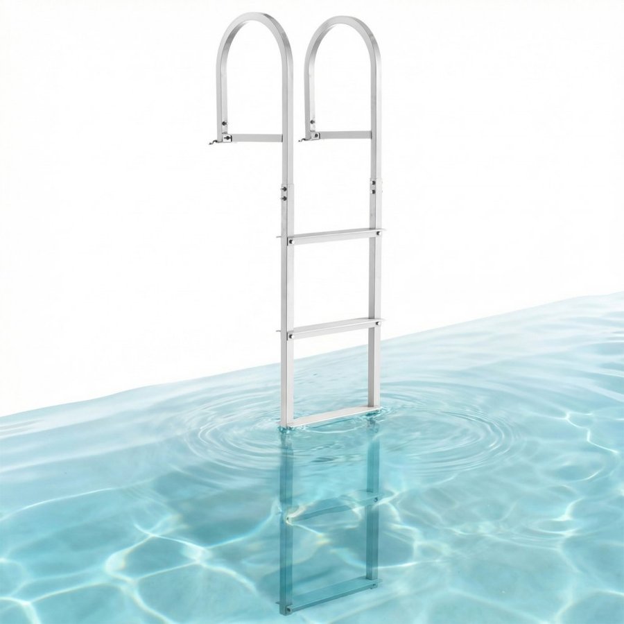 VEVOR Dock Ladder, Removable 5 Steps, 500 lbs Load Capacity, Aluminum Alloy Pontoon Boat Ladder with 3.1'' Wide Step & Anti-Slip Design Pedal, Easy to Install for Ship/Lake/Pool/Marine Boarding
