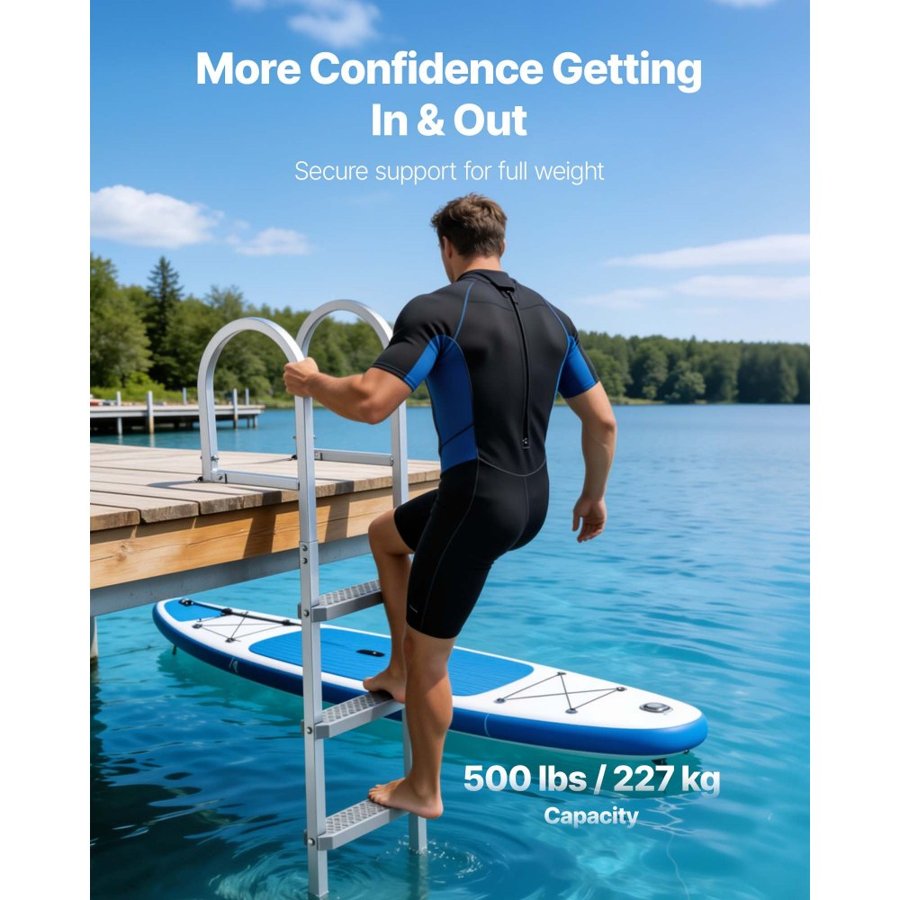 VEVOR Pontoon Boat Swim Ladder – 4 Steps, 500 lbs