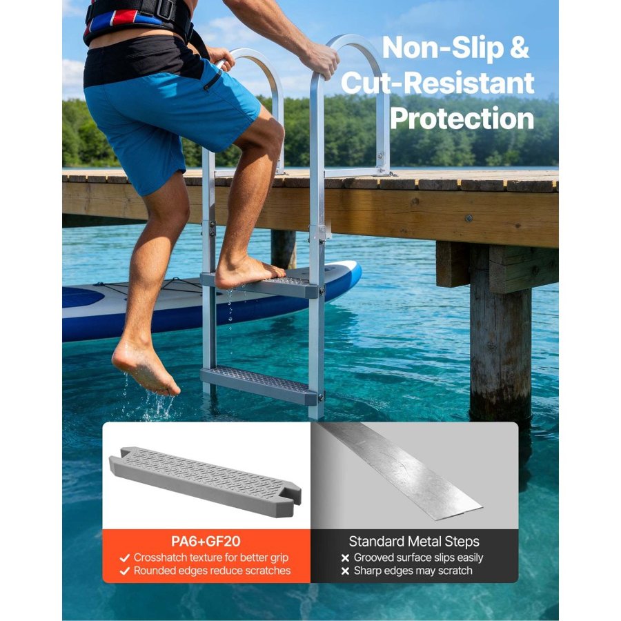 VEVOR Pontoon Boat Swim Ladder – 4 Steps, 500 lbs