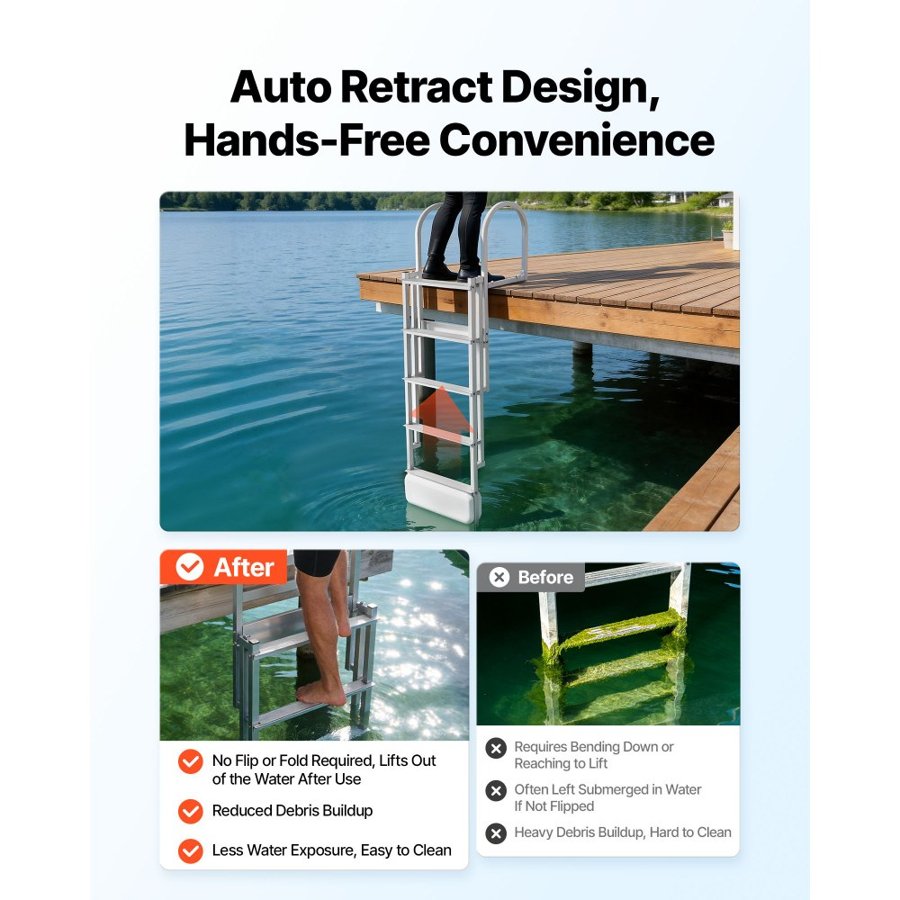 VEVOR Floating Dock Lift Ladder – 5 Steps, 500 lbs