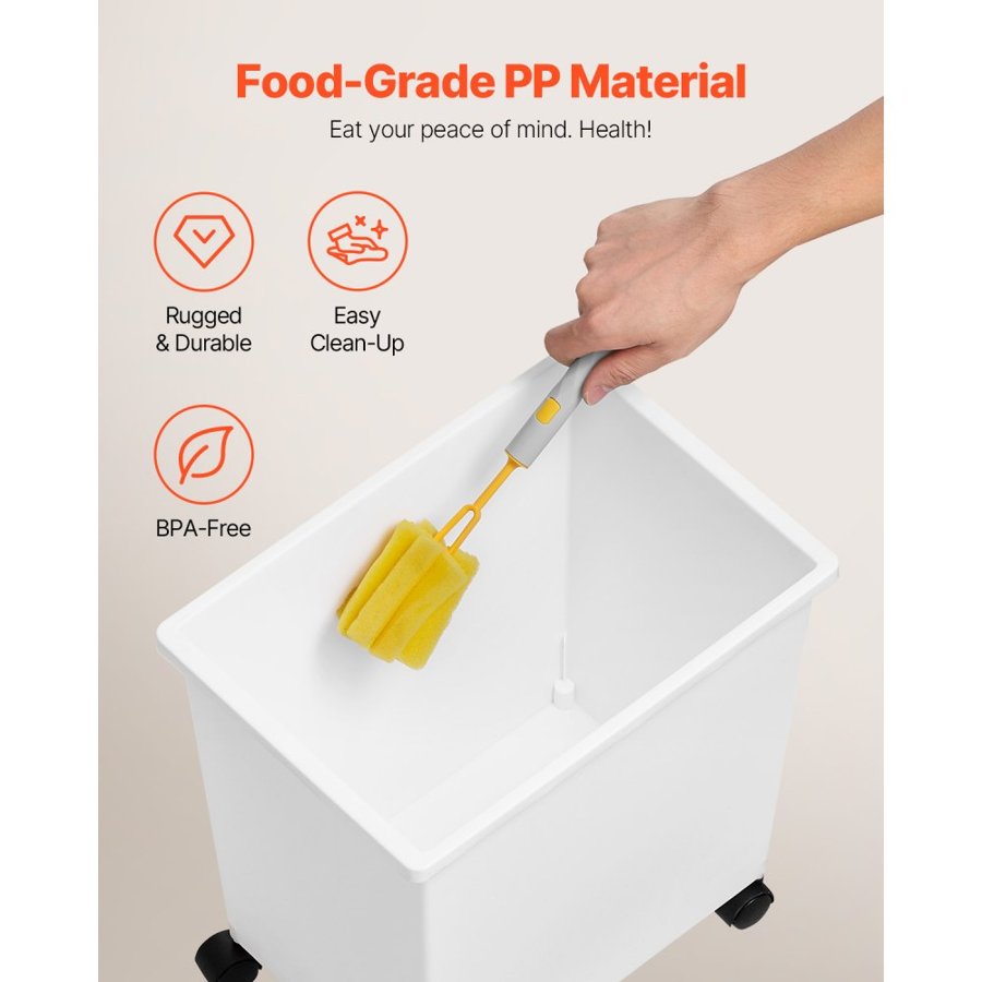 VEVOR Ingredient Bin, 20.8 L Capacity Ingredient Storage Bin, PP Material Flour Bins On Wheels, White Shelf Ingredient Bin with Scoop and Sliding Lid, Commercial Storage Bins, 3 Pcs/Set
