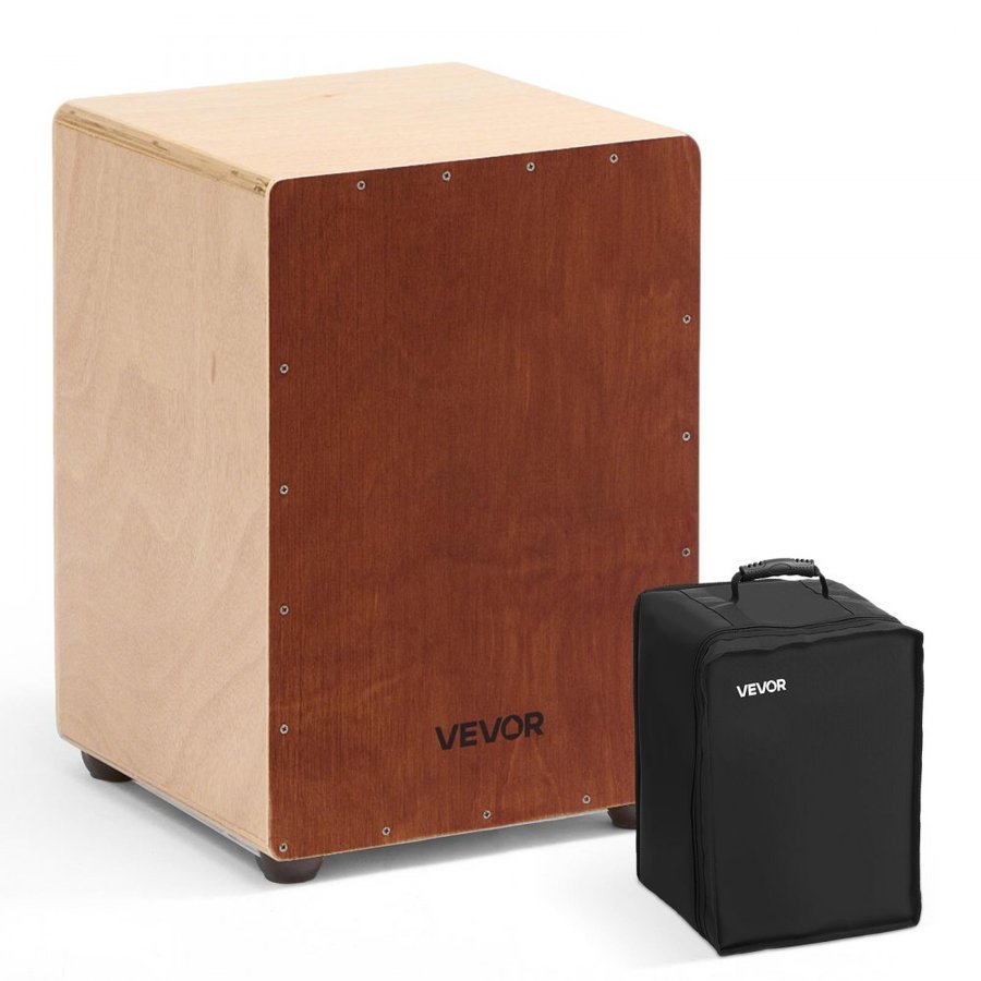VEVOR Cajon Box Drum, with Internal Snare Wires, Lightweight Wooden Percussion Box, Portable Birch Wood Drum Musical Instrument with Travel Bag, for Beginners and Professionals, 305 x 305 x 430 mm