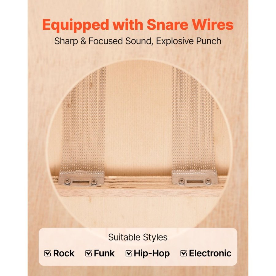 VEVOR Cajon Box Drum, with Internal Snare Wires, Lightweight Wooden Percussion Box, Portable Birch Wood Drum Musical Instrument with Silicone Feet, for Beginners and Professionals, 305 x 305 x 430 mm
