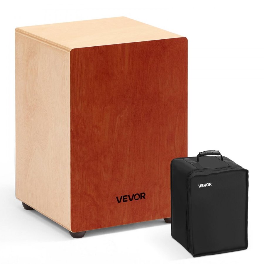 VEVOR Cajon Box Drum, with Internal Guitar Strings, Lightweight Wooden Percussion Box, Portable Birch Wood Drum Musical Instrument with Travel Bag, for Beginners and Professionals, 305 x 305 x 430 mm