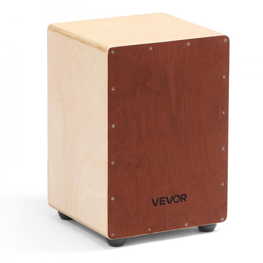 VEVOR Cajon Box Drum, with Internal Snare Wires, Compact and Lightweight Wooden Percussion Box, Birch Wood Drum Musical Instrument with Silicone Feet, for Beginners &Professionals, 255 x 255 x 380 mm