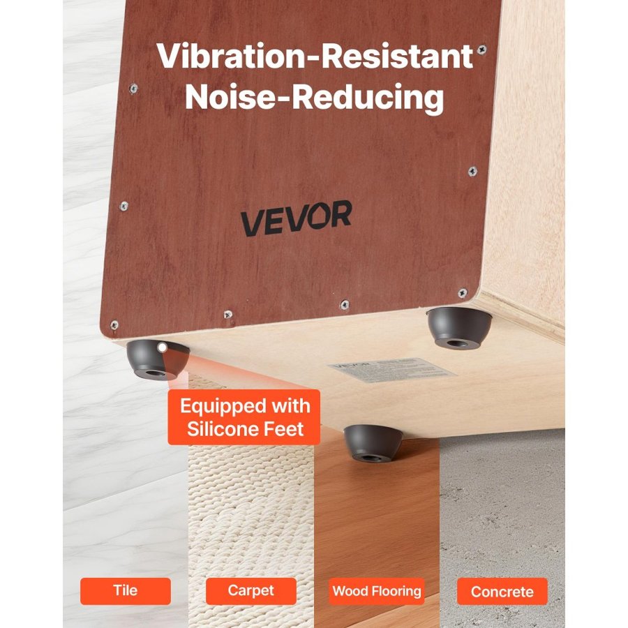 VEVOR Cajon Box Drum, with Internal Snare Wires, Compact and Lightweight Wooden Percussion Box, Birch Wood Drum Musical Instrument with Silicone Feet, for Beginners &Professionals, 255 x 255 x 380 mm