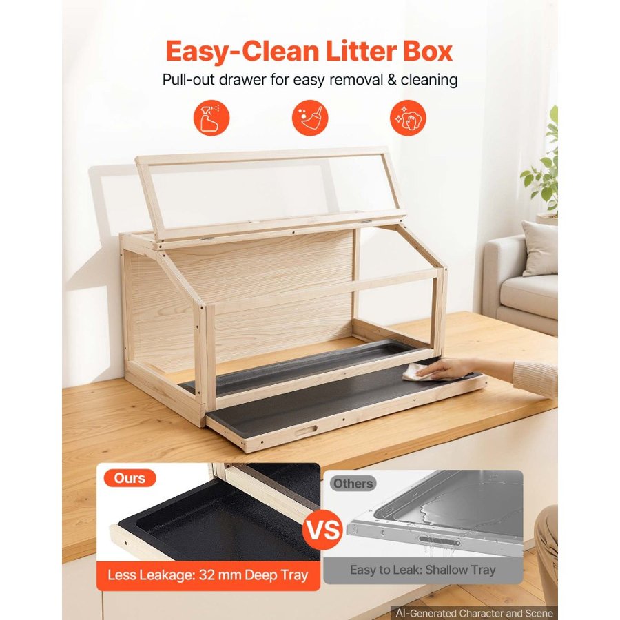 VEVOR Wooden Hamster Cage 1000 x 520 x 505 mm 270° Viewing Hamster Habitat, Chewproof Acrylic Small Animal Cage with Openable Top, Large Pet Enclosure for Syrian/Dwarf Hamsters, Guinea Pigs & Gerbils