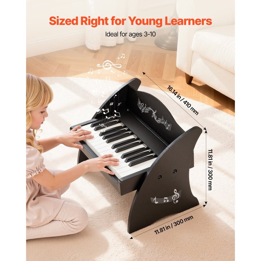VEVOR Wood Toy Piano – Adjustable Volume, 25 Keys, 2 Power