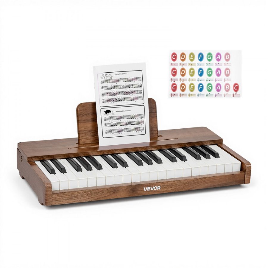 VEVOR Childrens Wooden Piano – Walnut, Dual Power, 37 Keys