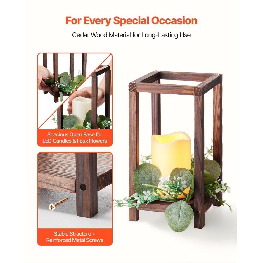 VEVOR Wood Lanterns for Weddings  – 12 Set, Ø2.95 x 4.45 Inch