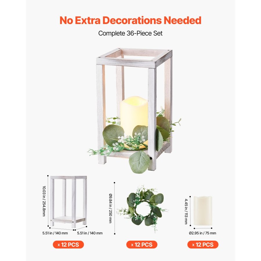 VEVOR Flameless LED Candles – 12 Lantern Set, 36 Pcs