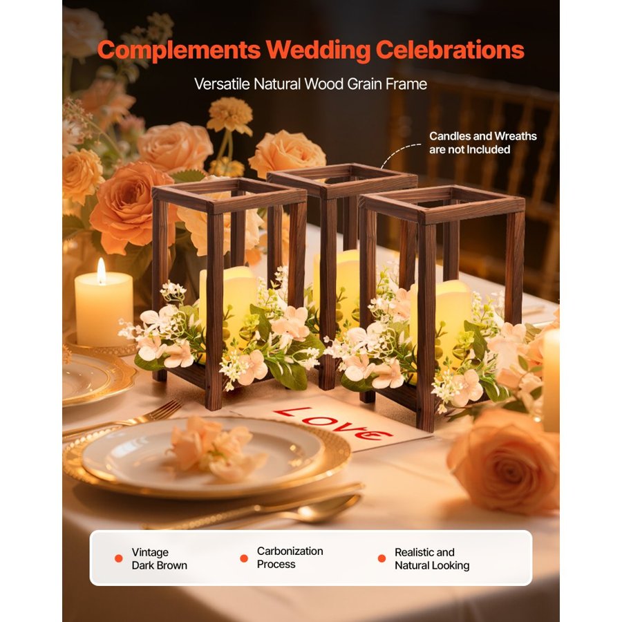 VEVOR Wooden Lanterns for Wedding Centerpieces – 24 Pcs