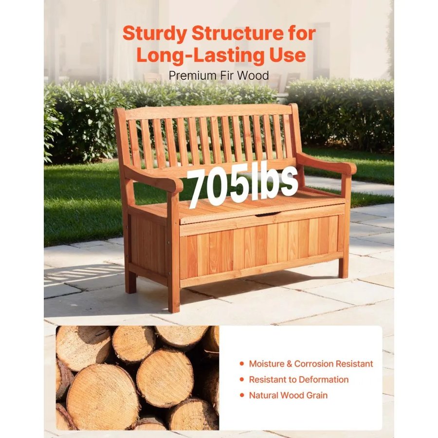 VEVOR Outdoor Patio Storage Bench — Durable 705lbs Capacity