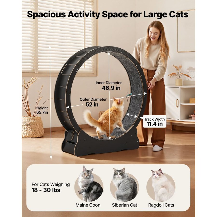 VEVOR Wooden Cat Wheel – 132cm, Up to 12.7kg, 5in Wood