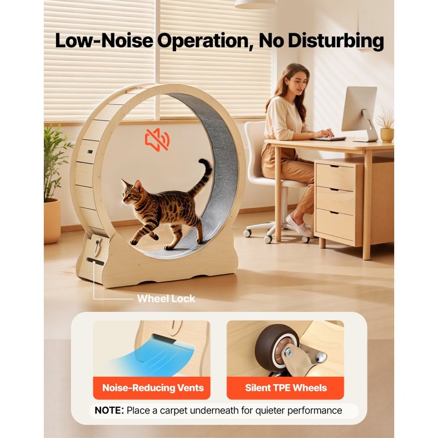 VEVOR Indoor Cat Exercise Wheel – Locking, 48 In, 28 Lbs