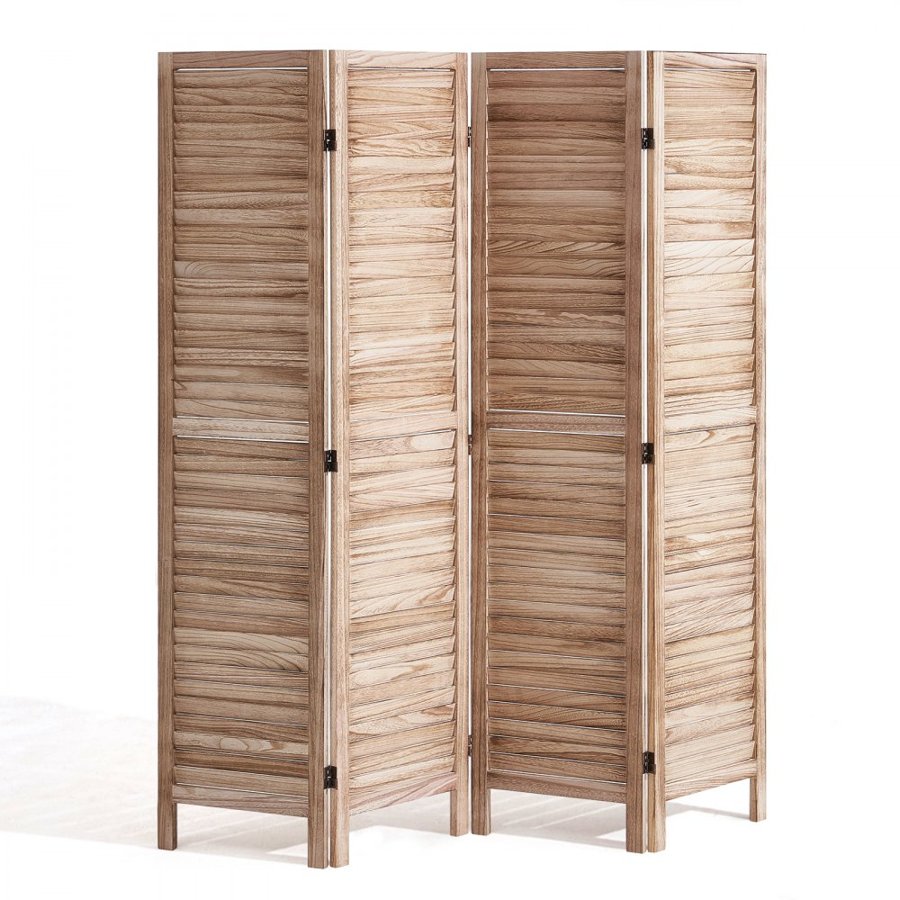 VEVOR Wood Room Divider, 4 Panel Wood Folding Privacy Screen, 66.9 Inches Tall Indoor Louvered Wooden Partition, Portable Decoration Screen, for Room Separation, Home, Office, Restaurant & Bedroom