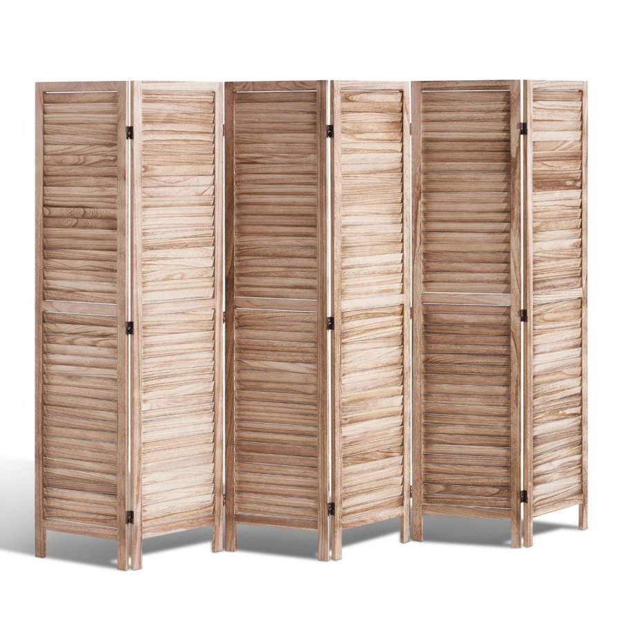 VEVOR Wood Room Divider, 6 Panel Wood Folding Privacy Screen, 66.9 Inches Tall Indoor Louvered Partition Divider, Portable Decoration Screen, for Room Separation, Home, Office, Restaurant & Bedroom