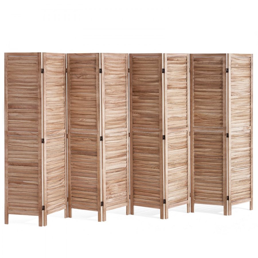 VEVOR Wood Room Divider, 8 Panel Wood Folding Privacy Screen, 66.9 Inches Tall Indoor Louvered Partition Divider, Portable Decoration Screen, for Room Separation, Home, Office, Restaurant & Bedroom