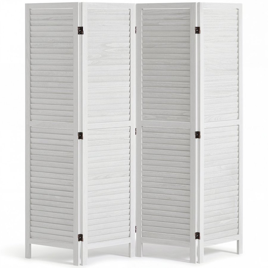 VEVOR Wood Room Divider, 4 Panel Folding Privacy Screen, 66.9 Inches Tall Indoor Wooden Partition, Portable Decoration Screen, for Room Separation, Home, Office, Restaurant & Bedroom (Light Grey)