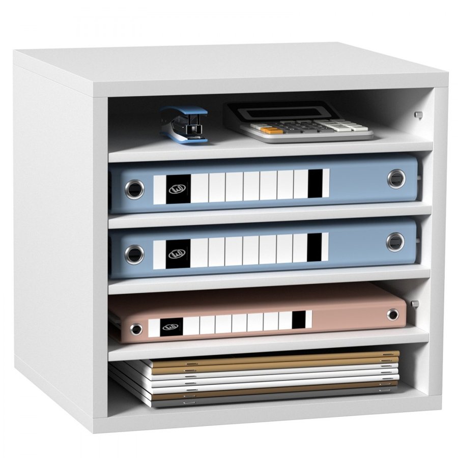 VEVOR Literature Organizers, 5 Compartments Office Mailbox with Adjustable Shelves, Wood Literature Sorter 35.3 x 30.5 x 33.0 cm for Office, Home, Classroom, Mailrooms Organization, EPA Certified, White