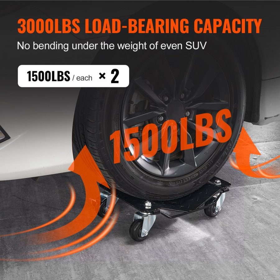VEVOR Car Dolly Wheel Tire Dolly 2 PCS Heavy Duty Skate Auto Repair Dolly 1360.8 kg