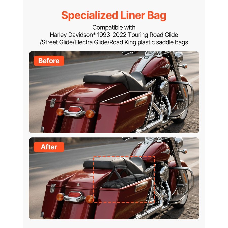 VEVOR Saddlebags for Motorcycle – 18L Liner, Fit 1993–2022