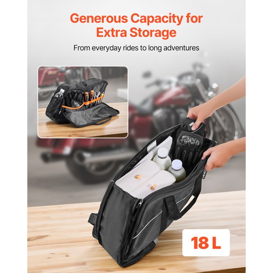 VEVOR Saddlebags for Motorcycle – 18L Liner, Fit 1993–2022