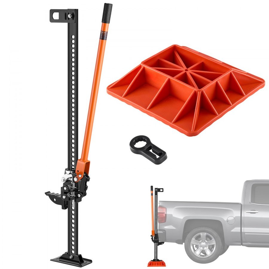 VEVOR Farm Jack with Base, 122cm Utility High Lift Farm Jack, 3.18 Ton Capacity Ratcheting Off Road Utility Jacks, Heavy-Duty Lift Jacks with 130.1-1079.5 mm Lifting Range for Tractor, Truck, SUV