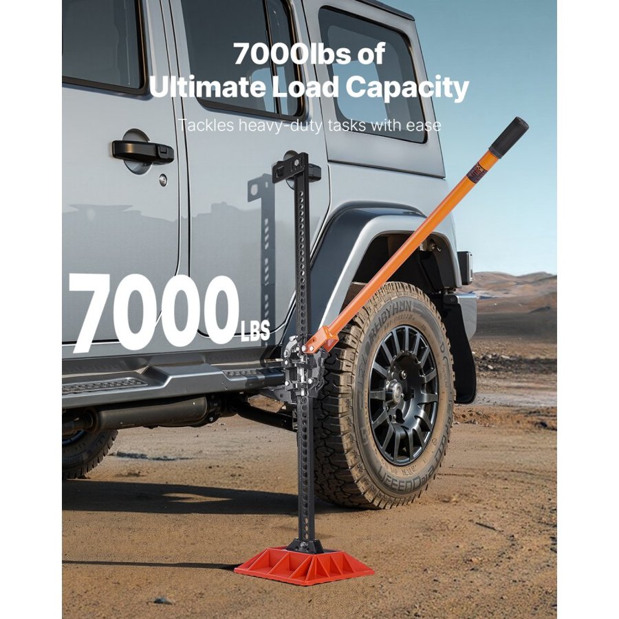 VEVOR Farm Jack with Base, 122cm Utility High Lift Farm Jack, 3.18 Ton Capacity Ratcheting Off Road Utility Jacks, Heavy-Duty Lift Jacks with 130.1-1079.5 mm Lifting Range for Tractor, Truck, SUV