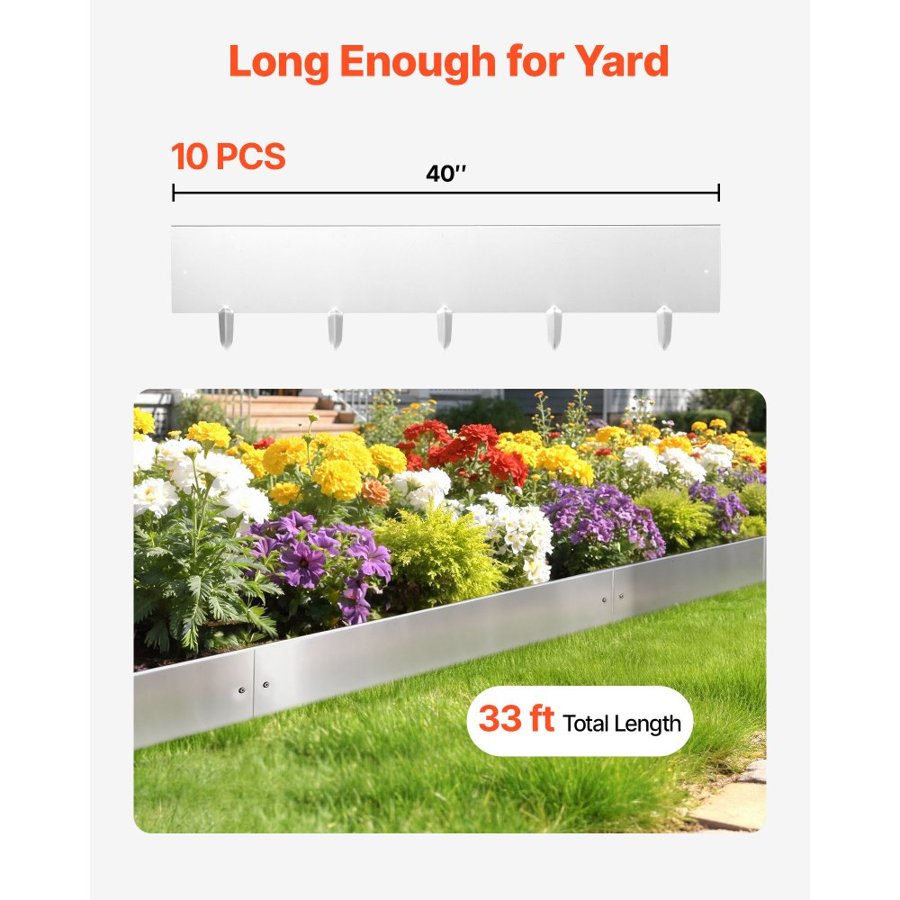 VEVOR Corten Steel Landscape Edging, 10-Pack 100 x 23 cm Metal Edging for Landscaping with 11 Connecting Plates, Easy-to-Install, Metal Garden Edge Border for Flower Bed, Yard Pathway