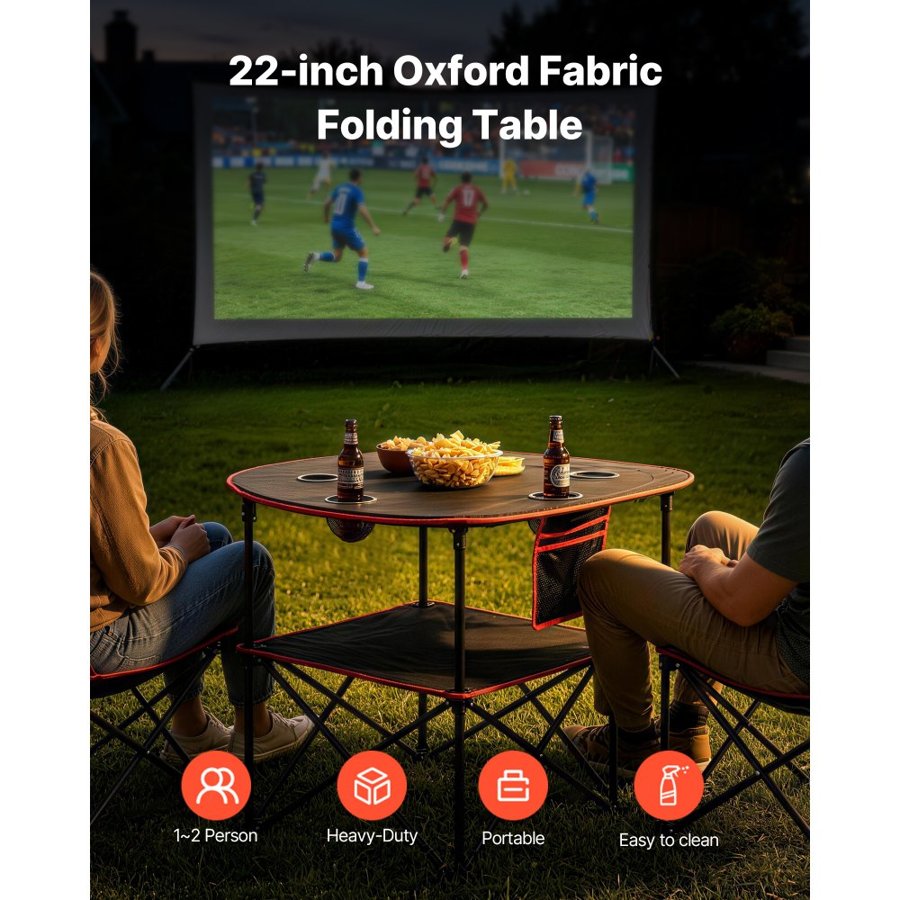 VEVOR Lightweight Folding Picnic Table - 600D, 4 Cup Holder